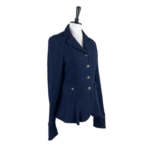 Elevenses Blazer 4 Button Closure Wool Blend Princess Seams Navy Blue Size 6 - Picture 2 of 13
